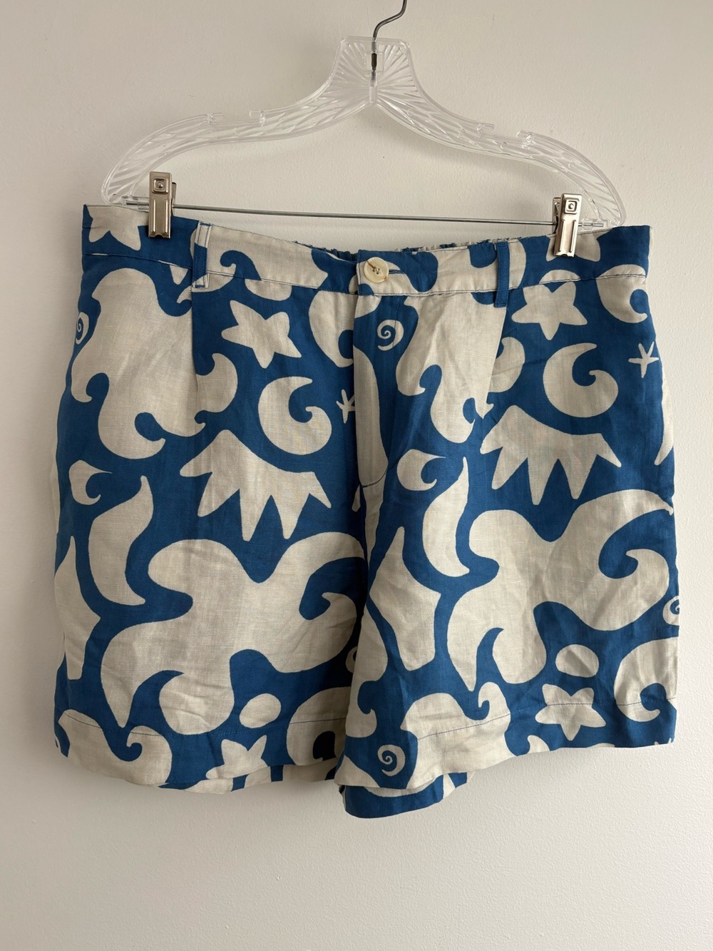 NWT Mixed by Nasrin Matisse graphic print linen shorts, sz XL